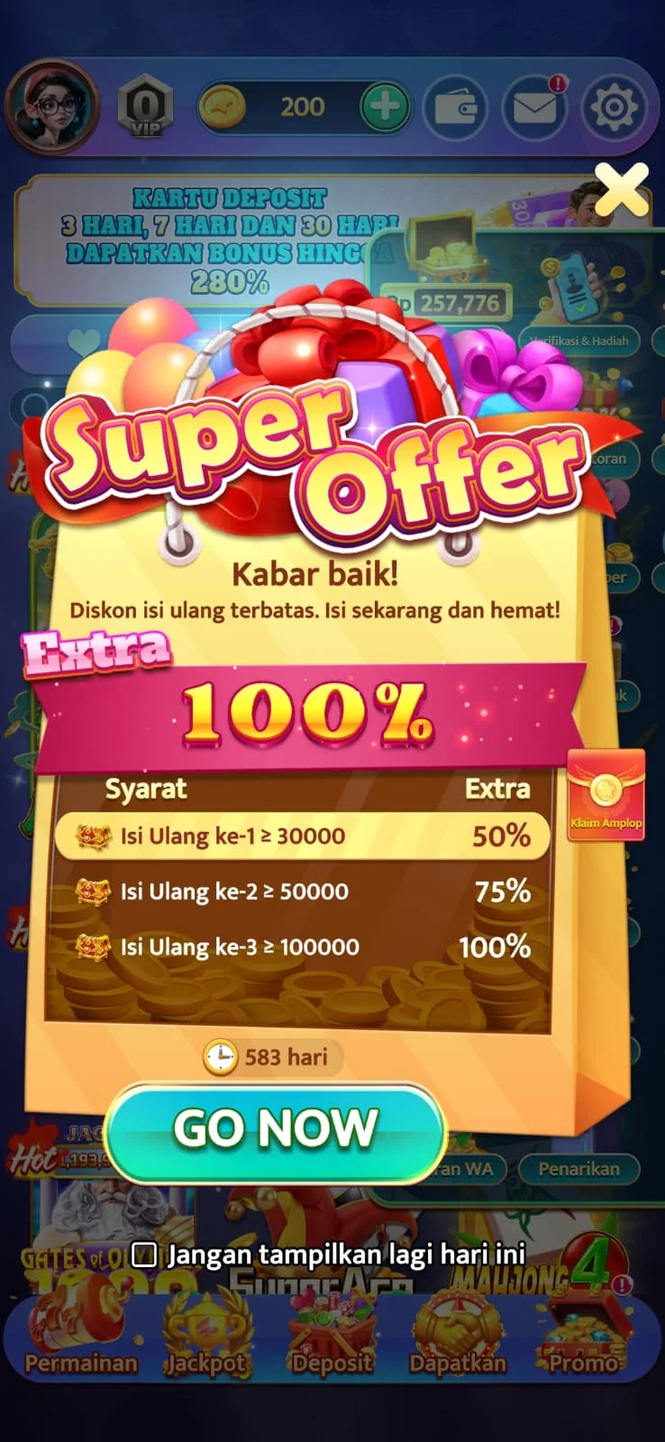 Ilustrasi cara kerja slot jackpot progresif dengan pool hadiah yang terus bertambah